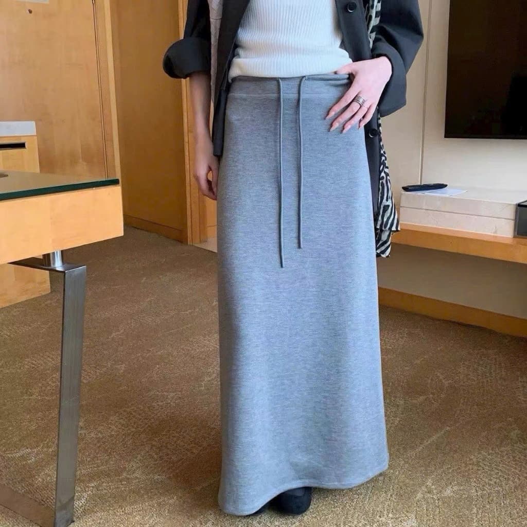 🌷 Chân Váy Maxi Dáng Dài Chất Thun Mềm Co Giãn Cạp Chun Basic Nữ