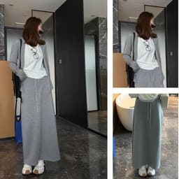 🌷 Chân Váy Dài Dáng Suông Cạp Chun Rút Dây Thời Trang Nữ Hàn Quốc 1