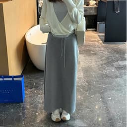 🌷 Chân Váy Dài Dáng Suông Cạp Chun Rút Dây Thời Trang Nữ Hàn Quốc 2