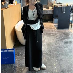 🌷 Chân Váy Dài Dáng Suông Cạp Chun Rút Dây Thời Trang Nữ Hàn Quốc 5