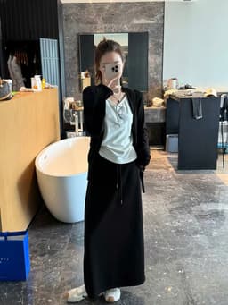 🌷 Chân Váy Thun Dài Qua Mắt Cá Chân Dáng Suông Phong Cách Hàn Quốc 5