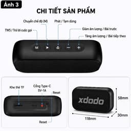 Loa Bluetooth XDODO Luxe Mini 10W Mini Nhỏ Gọn, Bluetooth 5.4, Âm Bass Mạnh, Kết Nối TWS, Pin 3-8 Giờ, Sạc Type-C 2