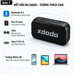 Loa Bluetooth XDODO Luxe Mini 10W Mini Nhỏ Gọn, Bluetooth 5.4, Âm Bass Mạnh, Kết Nối TWS, Pin 3-8 Giờ, Sạc Type-C 4