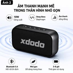 Loa Bluetooth XDODO Luxe Mini 10W Mini Nhỏ Gọn, Bluetooth 5.4, Âm Bass Mạnh, Kết Nối TWS, Pin 3-8 Giờ, Sạc Type-C 9