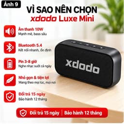 Loa Bluetooth XDODO Luxe Mini 10W Mini Nhỏ Gọn, Bluetooth 5.4, Âm Bass Mạnh, Kết Nối TWS, Pin 3-8 Giờ, Sạc Type-C 8