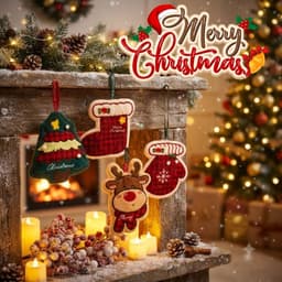 Khăn Lau Tay Nhà Bếp Họa Tiết Giáng Sinh treo tường hình cây thông và tất Noel 2026,trang trí, decor[family's house] 2
