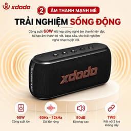 Loa Bluetooth XDODO X8-4 Công Suất 60W, Bluetooth 5.3, Pin 8000mAh, Chống Nước IPX5, Bass Mạnh, Kết Nối TWS 3