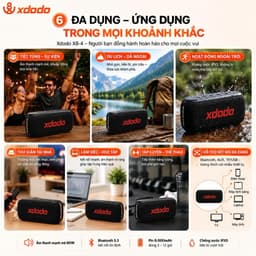 Loa Bluetooth XDODO X8-4 Công Suất 60W, Bluetooth 5.3, Pin 8000mAh, Chống Nước IPX5, Bass Mạnh, Kết Nối TWS 5