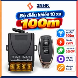 Công tắc điều khiển từ xa 100m/3000W/ 220V 2 tay điều khiển, bật tắt máy bơm nước, máy rửa xe thiết bị công tắc gia đình 1