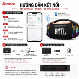 Loa Bluetooth XDODO BOOM II Công Suất 120W RMS, Bluetooth 5.4, Chống Nước IPX6, Bass Mạnh, LED RGB, Ghép Đôi TWS, Loa Di 5