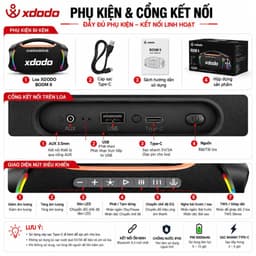 Loa Bluetooth XDODO BOOM II Công Suất 120W RMS, Bluetooth 5.4, Chống Nước IPX6, Bass Mạnh, LED RGB, Ghép Đôi TWS, Loa Di 2