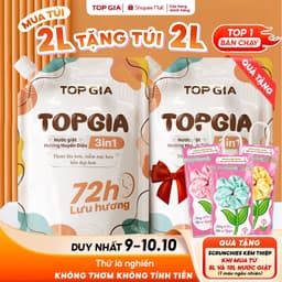 Nước Giặt TopGia 3in1 Hương Huyền Diệu Dịu Nhẹ Làm Sạch Vết Bẩn, Lưu Hương 72h, Túi 2L 1