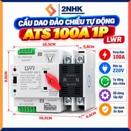 BỘ CẦU DAO ĐẢO CHIỀU TỰ ĐỘNG ATS 100A 1P LWR không gây mất điện khi chuyển nguồn 2