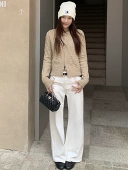 𝑾𝑮𝑾𝑬 𝑺𝒕𝒖𝒅𝒊𝒐 𝒙 𝑬𝑵𝑬𝑵 Áo Len Cardigan Nữ Vặn Thừng Nổi Thêu Ngựa Basic Phong Cách Hàn Quốc 11581 11