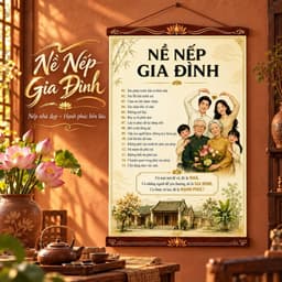 Tranh Vải Nề Nếp Gia Đình Treo Tường, Decor Phòng Khách Đẹp, Trang Trí Nội Thất Ấn Tượng 30x45cm 40x60cm 2