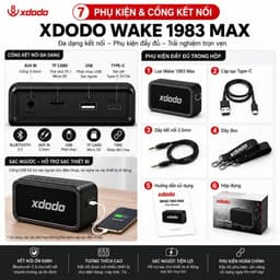 Loa Bluetooth XDODO Wake 1983 Max 120W RMS, Pin 20000mAh, Bluetooth 5.3, Chống Nước IPX5, Bass Mạnh, Ghép Đôi TWS 4