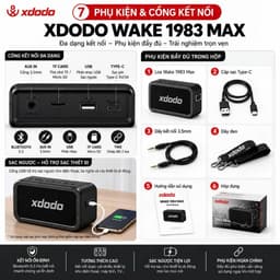 Loa Bluetooth XDODO Wake 1983 Max 120W RMS, Pin 20000mAh, Bluetooth 5.3, Chống Nước IPX5, Bass Mạnh, Ghép Đôi TWS 6
