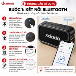 Loa Bluetooth XDODO Wake 1983 Max 120W RMS, Pin 20000mAh, Bluetooth 5.3, Chống Nước IPX5, Bass Mạnh, Ghép Đôi TWS 7