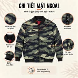 Áo khoác bomber nam Hunter MKCLEVER Chất liệu vải Gió trần bông, chống nước cản gió tốt, dày dặn, phom trẻ trung 6