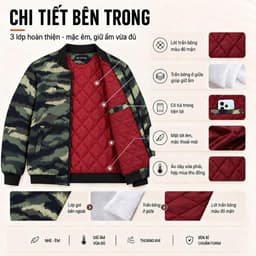 Áo khoác bomber nam Hunter MKCLEVER Chất liệu vải Gió trần bông, chống nước cản gió tốt, dày dặn, phom trẻ trung 7