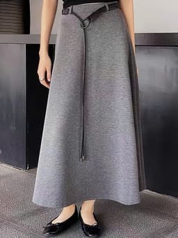 🌷 Chân Váy Dài Nữ Dáng A Cạp Cao Kèm Thắt Lưng Đen Phong Cách Minimalist 2