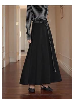 🌷 Chân Váy Maxi Dài Qua Bắp Chân Kèm Đai Lưng Phong Cách Vintage Hàn Quốc 3