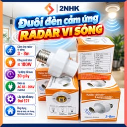 Đuôi đèn cảm ứng radar vi sóng, đui đèn cảm ứng cảm biến chuyển động radar vi sóng tự động bật tắt 1