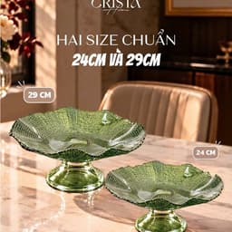Đĩa Chân Bồng Thủy Tinh Vân Lưới 24/29cm CRISTA HOME 60206, 60219 2