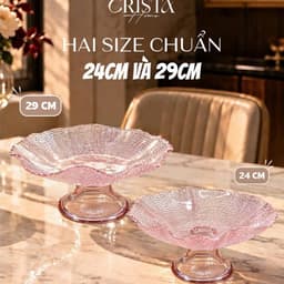Đĩa Chân Bồng Thủy Tinh Vân Lưới 24/29cm CRISTA HOME 60206, 60219 3