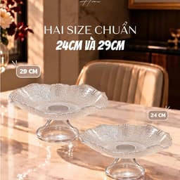 Đĩa Chân Bồng Thủy Tinh Vân Lưới 24/29cm CRISTA HOME 60206, 60219 7