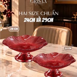 Đĩa Chân Bồng Thủy Tinh Vân Lưới 24/29cm CRISTA HOME 60206, 60219 4