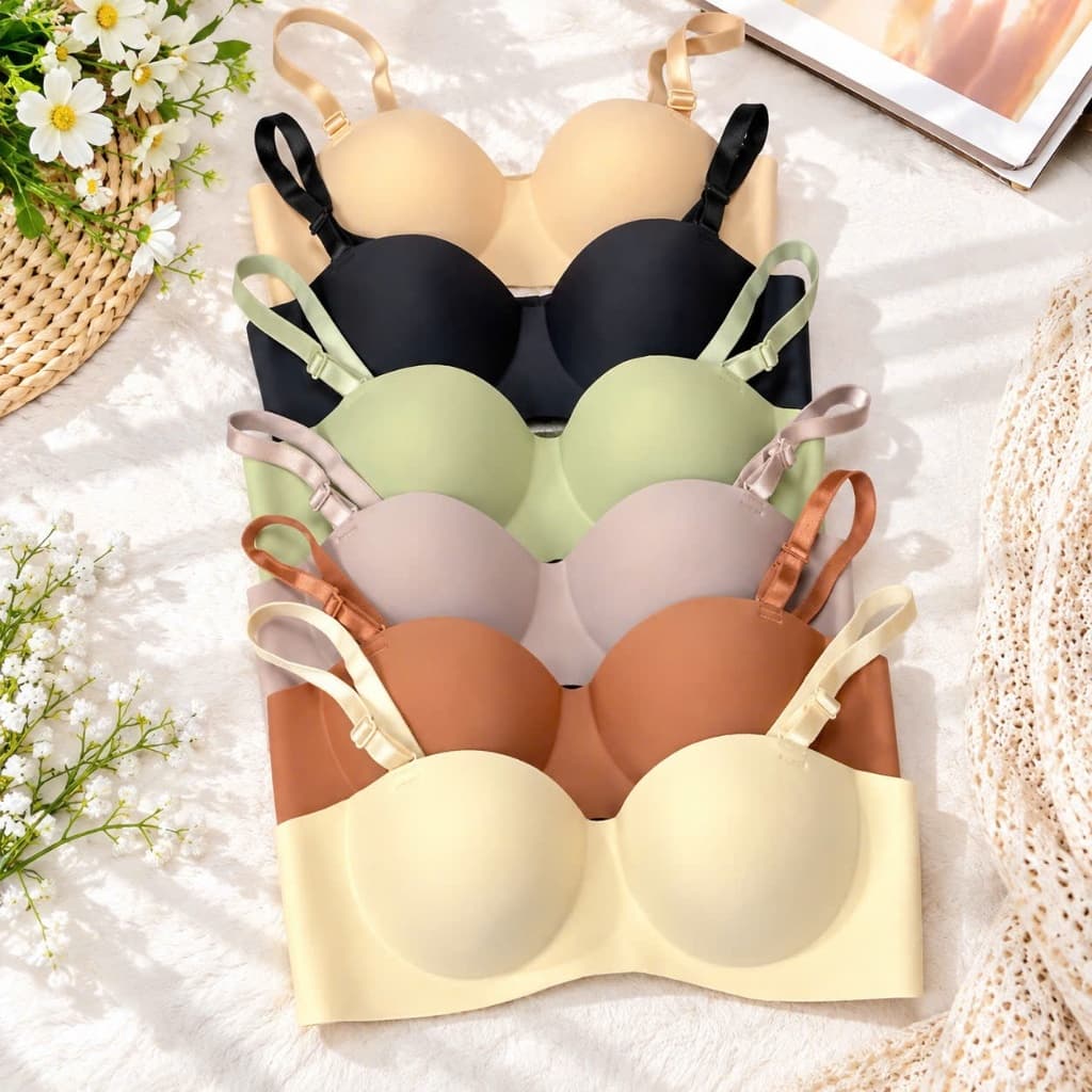 Combo áo ngực nữ, áo su cúp ngang không gọng chất su trơn có bàn tay nâng có thể tháo dây ra được