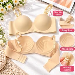 Combo áo ngực nữ, áo su cúp ngang không gọng chất su trơn có bàn tay nâng có thể tháo dây ra được 4