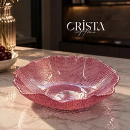 BÁT TÔ THỦY TINH VÂN LƯỚI CRISTA HOME 28CM ĐỰNG SALAD - TRÁI CÂY CAO CẤP DECOR BÀN ĂN 60208 6