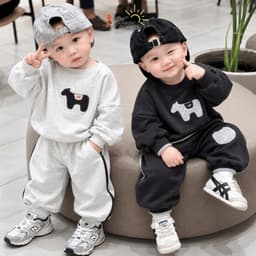 Bộ Đồ Bé Trai Nỉ 2 Da Hình Cún Con Dễ Thương Áo Dài Tay Quần Jogger Bo Gấu Năng Động 7-27kg - KIẾN DESIGN - BO208 1