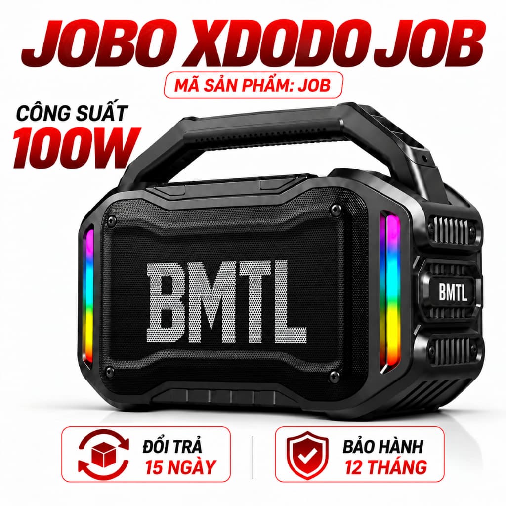 Loa Bluetooth XDODO BOOM II Công Suất 80W, Bluetooth 5.4, Pin 10400mAh, Chống Nước IPX6, Bass Mạnh, LED RGB, Ghép Đôi TW