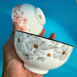 Chén Sứ Hoa Dừa Xám/ Hồng 4.5inch 11.5cm. LMS 3
