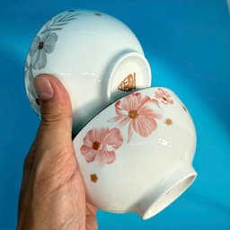 Chén Sứ Hoa Dừa Xám/ Hồng 4.5inch 11.5cm. LMS 7