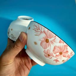 Chén Sứ Hoa Dừa Xám/ Hồng 4.5inch 11.5cm. LMS 5