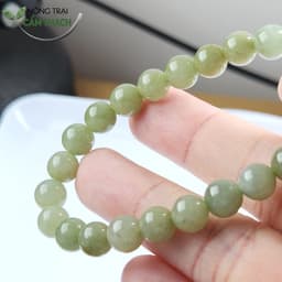 [Nông Trại Cẩm Thạch] Chuỗi Tay Ngọc Cẩm Thạch Phỉ Thúy Tự Nhiên Type A Màu Xanh Dầu Hạt 7.4mm 5