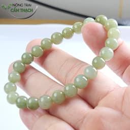 [Nông Trại Cẩm Thạch] Chuỗi Tay Ngọc Cẩm Thạch Phỉ Thúy Tự Nhiên Type A Màu Xanh Dầu Hạt 7.4mm 4