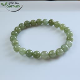 [Nông Trại Cẩm Thạch] Chuỗi Tay Ngọc Cẩm Thạch Phỉ Thúy Tự Nhiên Type A Màu Xanh Dầu Hạt 7.4mm 1