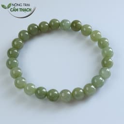 [Nông Trại Cẩm Thạch] Chuỗi Tay Ngọc Cẩm Thạch Phỉ Thúy Tự Nhiên Type A Màu Xanh Dầu Hạt 7.4mm 2