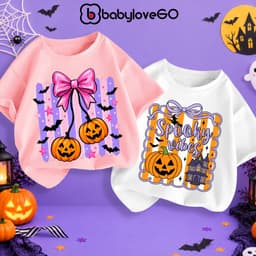 Áo Halloween cho bé gái BabyloveGO áo thun trang phục hóa trang mùa lễ hội chất thun cotton co giãn, thoáng mát 5