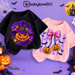 Áo Halloween cho bé gái BabyloveGO áo thun trang phục hóa trang mùa lễ hội chất thun cotton co giãn, thoáng mát 4