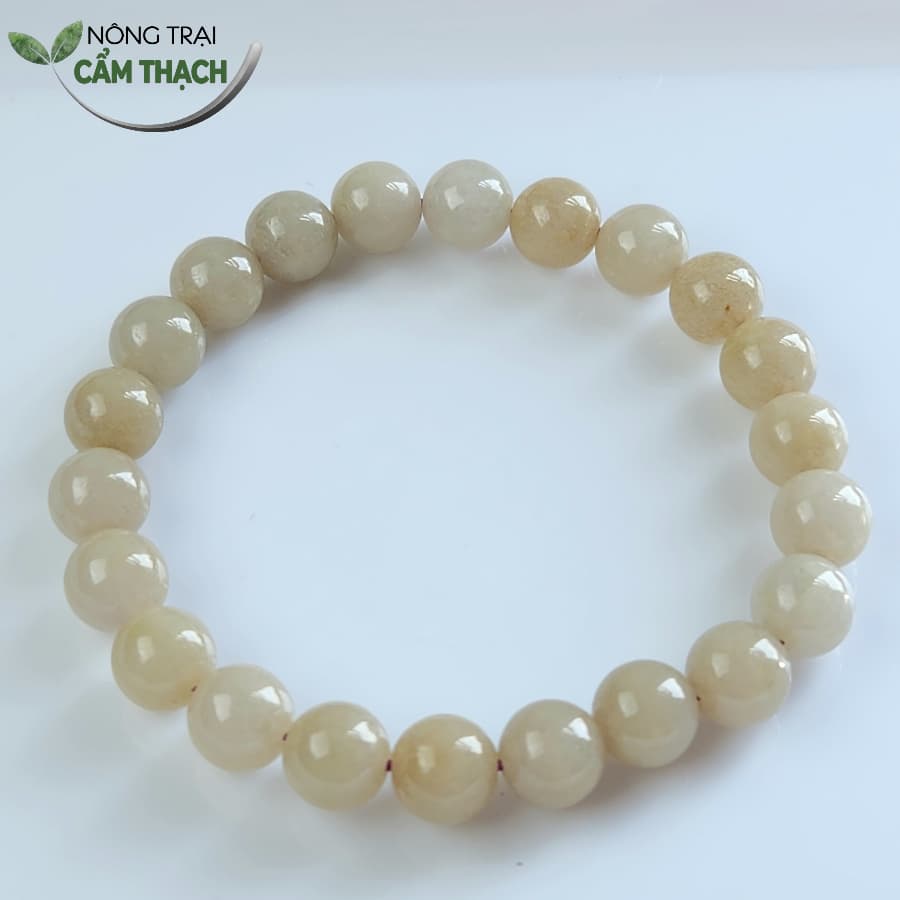 [Nông Trại Cẩm Thạch] Chuỗi Tay Ngọc Cẩm Thạch Phỉ Thúy Tự Nhiên Type A Màu Hoàng Trà, Hạt 7.8mm