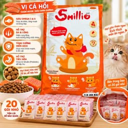 1kg [1 gói-5gói] Thức Ăn Hạt Smillie - Smile Cho Mèo Trưởng Thành Vị Cá Hồi, vị Cá Ngừ 4