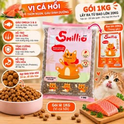 1kg [1 gói-5gói] Thức Ăn Hạt Smillie - Smile Cho Mèo Trưởng Thành Vị Cá Hồi, vị Cá Ngừ 2