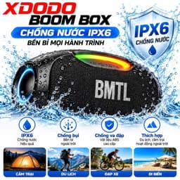 Loa Bluetooth XDODO Boom Box 100W Bass Siêu Trầm, Pin 5400mAh, Chống Nước IPX6, Ghép Đôi TWS, Bảo Hành 12 Tháng 6