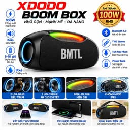 Loa Bluetooth XDODO Boom Box 100W Bass Siêu Trầm, Pin 5400mAh, Chống Nước IPX6, Ghép Đôi TWS, Bảo Hành 12 Tháng 4